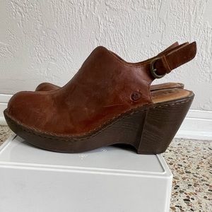Born sling back leather wedges